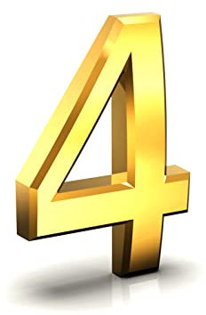 Stick On Door Numbers, 3 Inch 3D Mailbox Numbers, Self Adhesive House Numbers Plaques, Door Numbers for House, Apartment, Mailbox, Hotel, Office, Room, Courtyard, Cafe (4, Gold)