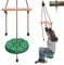 Columpio de disco para niños con barras de mono, columpio de repuesto para patio trasero, árbol, tirolesa, asiento de columpio de disco verde con cuerda ajustable de 5 pies, mosquetón y correa de 22
