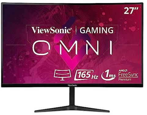 Viewsonic VX2718-2KPC-MHDJ 68,6 cm (27 Zoll) Curved Gaming-Monitor (QHD, FreeSync Premium, 1 ms, 165 Hz, HDMI, DP, geringer Input Lag, Lautsprecher, höhenverstellbar) Schwarz