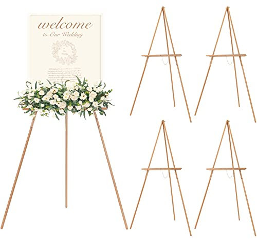 MEEDEN Wood Easel Stand for Display: 4-Piece Wooden Tripod for Poster Board - Wedding Easel Standing for Welcome Sign