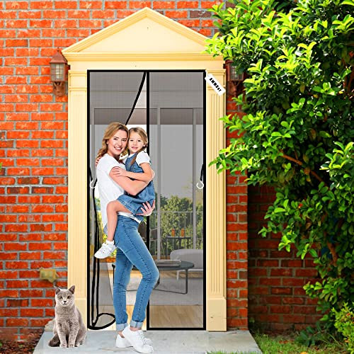 Insektenschutz Balkontür 135 x 200 cm Anti-Mosquito Insekt Hände frei, mit Heavy Duty Mesh faltbar, Luft kann frei strömen, für Küche/Wohnzimmer/Schlafzimmer Schwarz