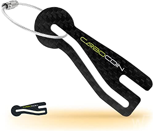 Einkaufswagenlöser ® CarboCoin/Einkaufswagenlöser ® für alle Einkaufswagen/mit Schlüsselfundservice/Abziehbarer Einkaufswagenchip aus Carbon/Schlüsselanhänger Einkaufschip (2 Stück) Schwarz