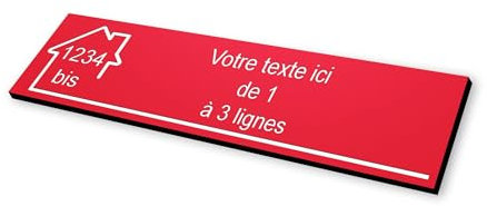 Plaque gravée motif MAISON pour Boite aux Lettres autocollante 10x2,5cm STANDARD personnalisable - 1 à 3 lignes sans frais supplémentaires + Numéro - rouge
