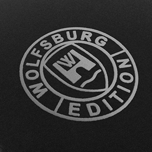 Eight-TEC Velours Schwarze Fußmatten passend für VW Golf 2 mit Logo Wolfsburg Edition WOB und Rand in Silbergrau