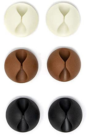 Betron Self-Adhesive Cable Organiser Clips 6 Pack – Silicone Wire Holders for Desk, TV & USB Cords, Multi-Colour