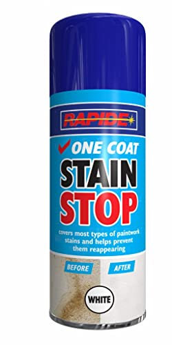 Z&A One Coat Stain Stop Spray 400ml - Multipurpose Long Lasting Coverage - Stain Remover White Paint - for Walls Ceiling Paintwork Plasterboard Wood Brick Concrete - Aerosol Blocker Renovation (1)