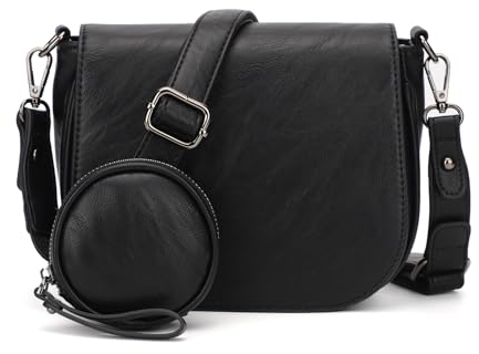 KL928 umhängetasche damen handtasche tasche schultertasche kleine Tasche damenhandtasche für Arbeit Einkaufen Reisen (Black)