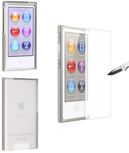 AudioPartner 9H ultradünne Displayschutzfolie aus gehärtetem Glas für iPod Nano 7 8 8. Generation 8G LCD-Displayschutzfolie, stoßfest und kratzfest (transparente Hülle + Glas)