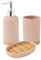 LEVASSEUR Set Salle de Bain strié 3 pièces céramique Bambou Rose