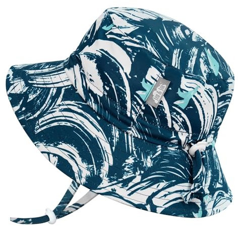 Jan & Jul Verstellbarer Baby-Bade-Sonnenhut UPF 50 Aqua-Dry (S: 0-6 Monate, Wave Rider)