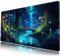 Schreibtischunterlage Mit Niedlichen Pilzen, Motiv: Rotholz, Wald, Fluss, Anime, Mystic Night - Großes XXL Gaming-Mauspad, Blau, Erweiterter Computer, Laptop, Tastatur-Pad, 80 x 40