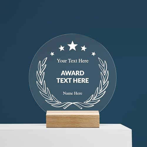 1 Personalised Customised Circular Acrylic Trophy Plaque Ornament Award Sports Club Work School Acrylic Stand Holder 100mm Primary Teaching Services