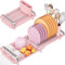 TOOLF Small Dish Drying Rack, Mini Expandable Compact Dish Rack, Narrow Stainless Steel Dish Drainer with Cutlery Holder, Space Saving Dish Strainer Inside Sink or on Kitchen Countertop, Pink