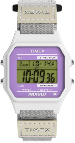 Timex Main Street Unisex-Armbanduhr, 36 mm, weißes Nylonband, digitales Zifferblatt, weißes Gehäuse TW2W72300