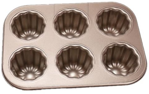 CinematicBake Canele-Form-Kuchenform mit 6 Mulden, Antihaftbeschichtete Canele-Backform für Den Ofen, Caneles-Form Aus Kohlenstoffstahl, Backgeschirr-Werkzeug, Langlebig, Einfache Installation
