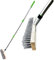 Jeorywoet Wire Broom Stainless Steel with Handle 47.2'' Adjustable Deck Scrubber Outdoor Heavy Duty Garden Broom for Moss Concrete Floor Sidewalks Decks, Deck Scrubber