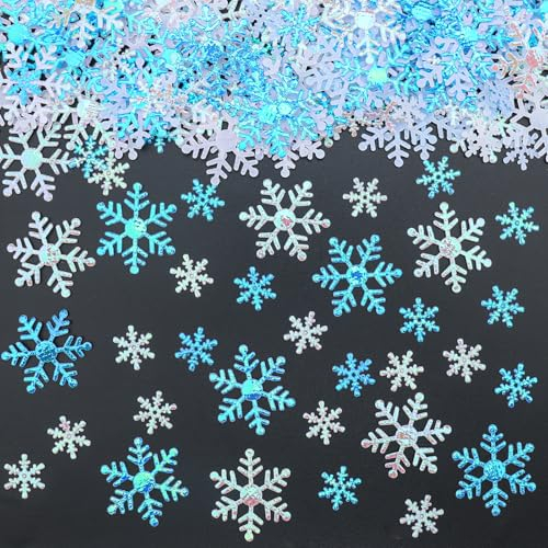 400 Stück Schneeflocken Deko Konfetti Blau,Streudeko Weihnachten Deko,Tischdeko Weihnachten Winter deko Schneeflocke Konfetti,Frozen Geburtstagsdeko,Winterdeko Confetti für Hochzeit,Geburtstag,Neujahr