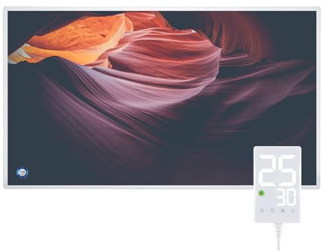 Hocosyme Chauffage Infrarouge 800 Watts Avec Thermostat Tactile, Montage Mural du Radiateur Infrarouge - 1-3 Minutes à une température de fonctionnement Jusqu'à 120 Degrés - Relief érodé par le vent