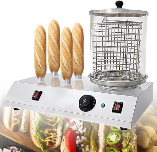 YXFAZPP 2 in 1 Hot Dog Machine&Bun Warmer Machine Electric Hot Dog Steamer Stainless Steel Hot Dog Machine&Bun Warmer Machine with Temperature Control for Store Restaurant (4)