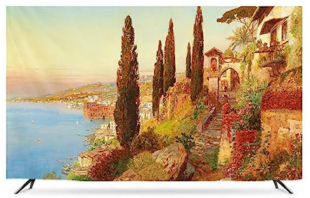 Staubschutzhülle Für 32–85 Zoll, Antistatisch, Staubdicht, LCD/led/hd-Panel-gehäuse, Computer-Monitor-Abdeckung, Kompatibel Mit 22–25 Zoll Pc, Desktop Und Tv, Marmor(Size:55IN,Color:C)