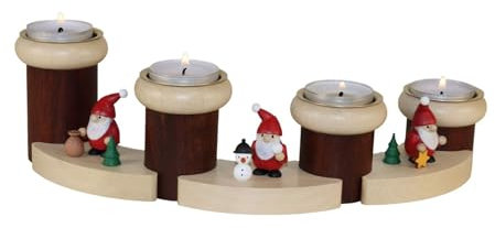 Adventsleuchter Weihnachtsmänner 7-tlg mit Teelichter bunt BxH 32x8cm NEU Lichterkranz Leuchter Hängekranz Advent Kerzen Dekoration Seiffen Erzgebirge Holz Weihnachten Cherub Bote Gottes Himmelsbote