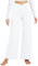 baleaf Weite Hose Damen Yogahose mit Taschen Stoffhose Hohe Taille Jogginghose Straighthose Bauchkontrolle Schlaghose Sporthose Weiß L