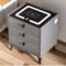 Oyajia Grey Smart Bedside Table with Wireless Charging, Nightstand with LED Light, 3 Drawers Nightstand, Chest of Drawers for Living Room/Bedroom.