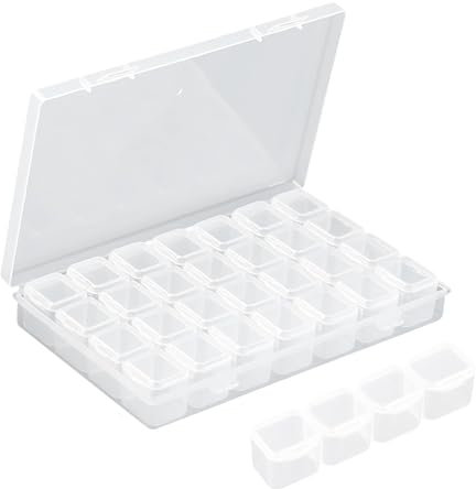 28 Fächer Samen Aufbewahrung,Sortierboxen für Kleinteile,Sortierbox,Diamond Painting Aufbewahrungsbox,Plastik Zubehör Boxen,for Lagerung Small Parts,Nails Beads Rhinestones,Jewellery,Schmuck,Samen.