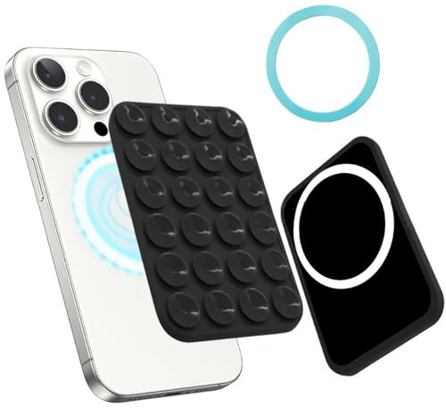 FDEETY Soporte Magnético para Móvil con Ventosa de Silicona con imán Portátil Multifuncional Placa Magnética Compatible Fundas Teléfono Universal Smartphone(Negro)