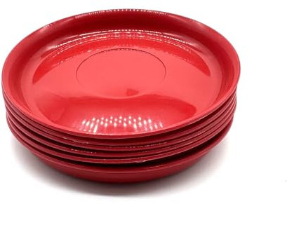 Kimmel Platos de 14 cm, 6 unidades, color rojo, reutilizables, de plástico, vajilla para fiestas, vajilla infantil