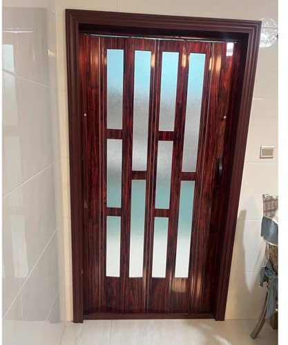 QYANPEN Anpassbare Falttür aus Aluminiumlegierung, chinesische Akkordeontür mit Griffen und Acrylgläsern, Raumteilertor für Küchenrestaurants und Badezimmer (70 x 200 cm)