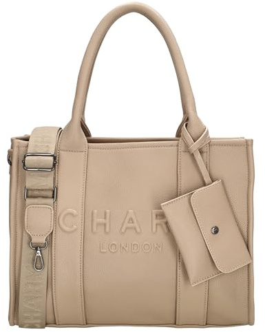 Charm London Damen Shopper Tasche - Elegante Handtasche mit Abnehmbarem | Schulterriemen, Crossbody Bag mit Telefonfach und Reißverschluss, Inklusive Etui