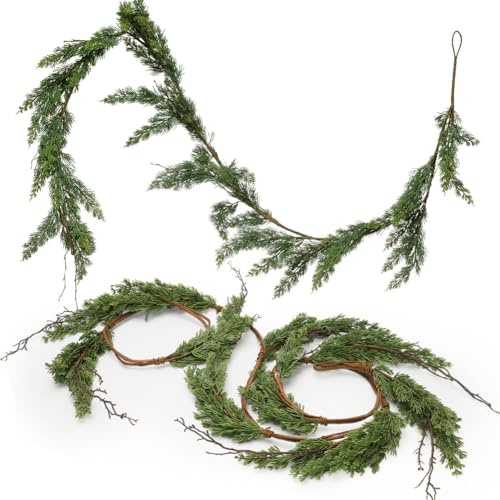 DASIAUTOEM Weihnachtsgirlande, 3 Meter Künstliche Weihnachtliche Zedern-Girlande Grün, Tannengirlande Girlande Weihnachten Dekoration Outdoor Weihnachtsdeko Innen (2,5 Meter)