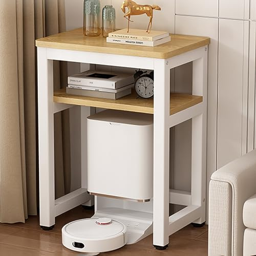 SOFACHEN Support de Rangement pour aspirateur Robot, Meuble de Rangement pour Robot aspirateur avec Tapis antidérapants et Silencieux, Table d'appoint pour Bureau, Salon(White,50x30cm)