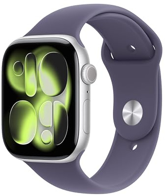 Apple Watch Series 11 silver aluminium 46mm purple fog sport band Size S/M