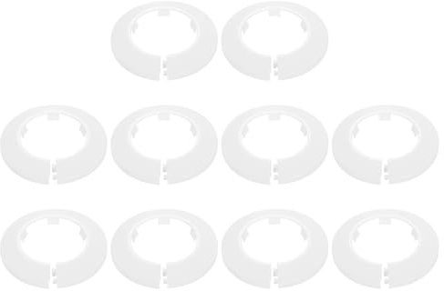 QUARKZMAN 10Pcs Cache Flange Pour Tuyau Décoratif 1.97 (50mm) Collier Clip En Plastique Pour Couvrir Trou Mur Sous Évier Tuyau Radiateur Rosace Pour Salle De Bain Cuisine Toilette, Blanc