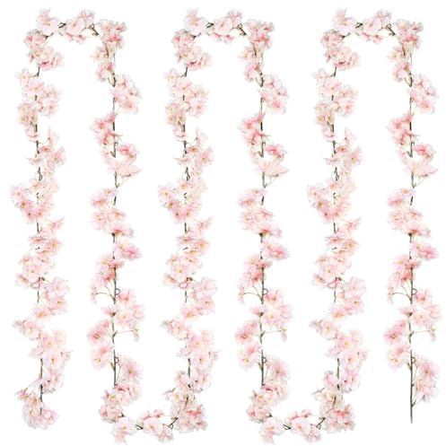 SOMYTING 2 Stück Künstliche Blumen Girlande 180cm Kirschblüten Girlande | Künstliche Blumengirlande Rosa Kunstblumen Hängende Girlande für Außen und Innenhochzeit Wand Schlechte Dekoration