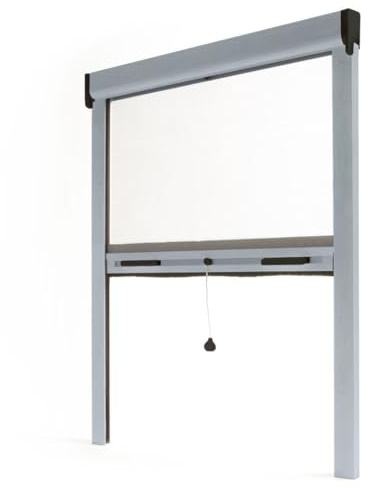 Avosdim Fliegengitter-Rollo für Fenster, Aluminium, Luxus, Höhe 100 x Länge 80 cm, zuschneidbar, silberfarben, Schutz vor Insekten
