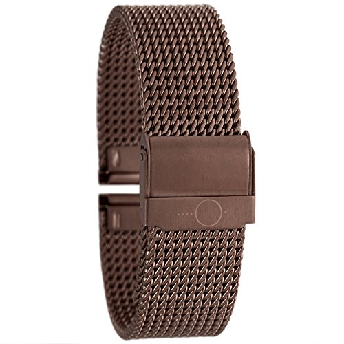 Eichmüller edles bandOh Edelstahl Milanaise Maschen Metall Uhrenarmband mit Sicherheits-Click-Verschluss metallicbraun 20mm
