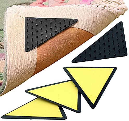 Set Of 4 Triangular Rug Grippers - Anti Slip, Non Slipping, Car, Mat, Stick To Floor Grip, Universal, Strong Gripping Spikes, For Rugs, Mats And Runners