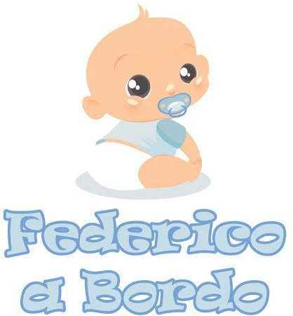 GamesMonkey Adesivo Bimbo Bimba a Bordo - - Nome Personalizzato 12 CM - Maschio - Stickers Auto Esterno Vinile Lucido (Federico)