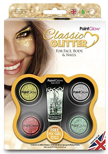 Paintglow Classic Glitter Shakers With Fix Gel Set, 5-Piece