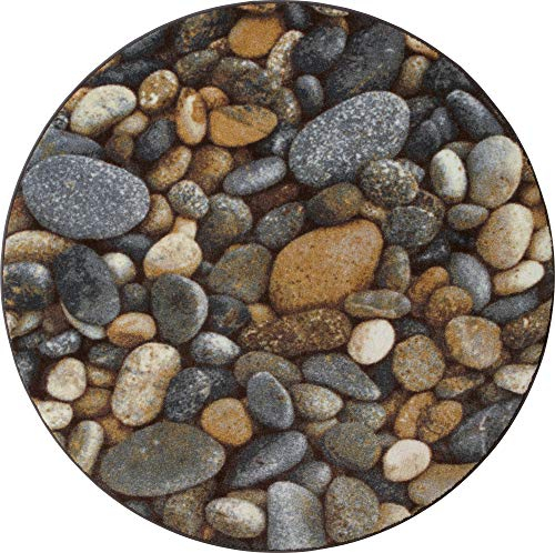 Erwin Müller Badematte, Badteppich, Badvorleger Steine, Stein-Optik grau Größe rund: 80 cm Ø - rutschhemmend, angenehme, sichere Florhöhe, für Fußbodenheizung geeignet