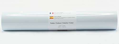 Selbstklebende Plotterfolie Vinylfolie 30,5 cm x 3 m glänzend 39 Farben zur Auswahl, Farbe:100 Weiß