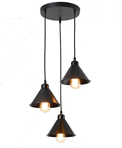 DC Voltage Modern 3 Way Ceiling Pendant Cluster Light Fitting Lights Black lampshade Style