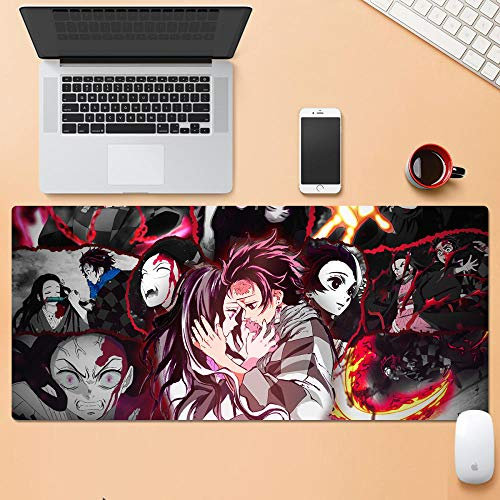 ANSUINY Tapis de Souris,Demon Slayer Kimetsu No Yaiba Jeu Anime XL XXL Grande Taille,900 x 400 Tapis de Souris de Jeu Pc Tapis de Bureau Base antidérapante-D 90cmx30cmx3cm