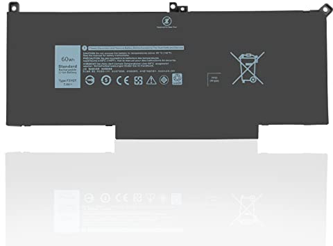 Exmate 7.6V 60Wh Laptop Battery F3YGT DM3WC 2X39G for Dell Latitude E7280 E7480,12 7000 7280 7290,13 7000 7380 7390,14 7000 7480 7490 Series