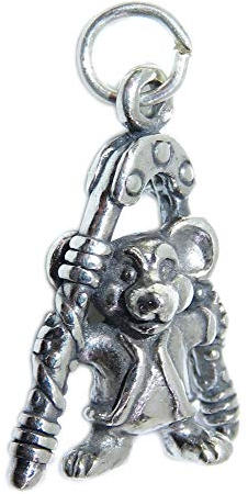 Mouse with Nutcracker sterling silver charm .925 x 1 Mice Christmas charms