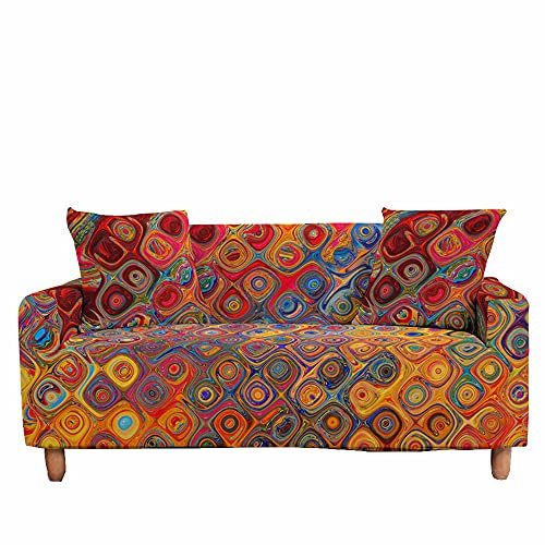 FANSU Universal Elastisch Sofabezug mit Armlehnen 1/2/3/4 Sitzer, Antirutsch Stretch Sofa Überwürfe 3D Schmelzendes EIS L Form Sofa/Couchbezug/Sesselbezug Wohnkultur (Boho-Stil,4 Sitzer)