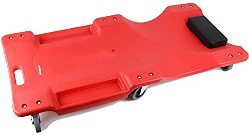 ARCH Mechaniker-Kunststoff Rollbrett, Ergonomischer Körper Mit Kopfstütze Und Dual-Tool-Tabletts, Flexibler Universalläufer, Werkstatthocker Automotive, 440 Lbs Kapazität Rot